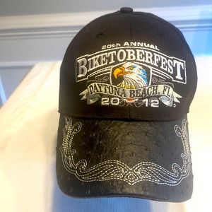 New BIKETOBERFEST 2012 hat from Daytona Beach, FL. 20th Annual w/leather bill.